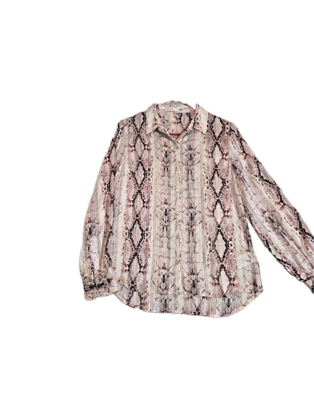 kut from the kloth Blouse Sz XS Snake Print Sheer Gold Thread Detail EUC Office